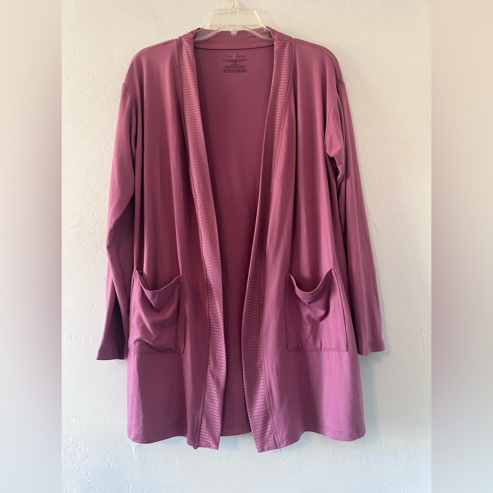 Live2Lounge Mave RoseOpen-Front Cardigan Lightweight Knit with Pockets Medium